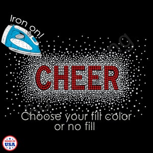 Rhinestone Iron On Transfer CHEER starburst blast scatter Crystal Bling Sparkle Applique Design Patch - Make Your Own Shirt DIY! burst