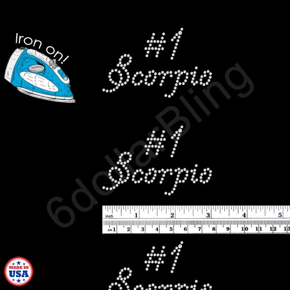 Scorpio Zodiac Bling Sequins No rhinestones transfer Iron On Hot fix applique
