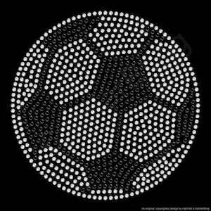 Rhinestone Iron On Transfer "Medium sized Soccer Ball" Crystal Sports Bling Design