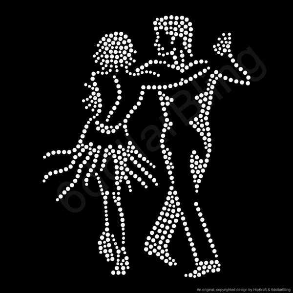 Ballroom Dancers Rhinestone Iron-on Crystal Bling Hotfix Sparkle Transfer Applique - Make Your Own Dancing Shirt DIY!