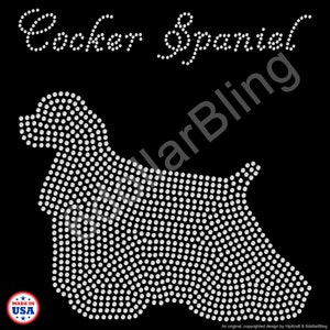 Cocker Spaniel Rhinestone Iron-on Crystal Bling Hotfix Sparkle Transfer Applique Make Your Own Dog Large Filled Silhouette Shirt DIY image 1