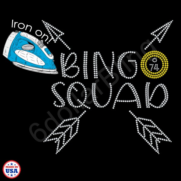 Bingo Squad Rhinestone Iron-on Crystal Bling Hotfix Sparkle Transfer Applique - Make Your Own Bingo Game Shirt DIY!