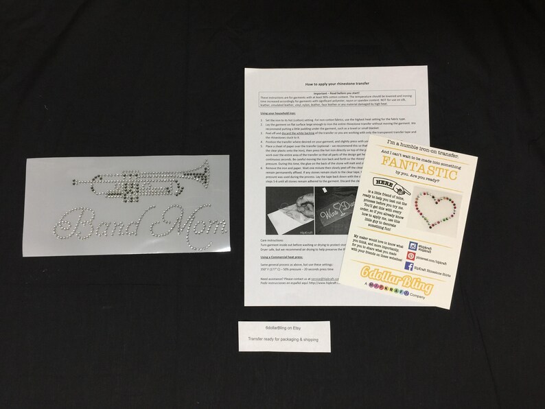 Rhinestone Iron on Transfer band Mom silver Etsy