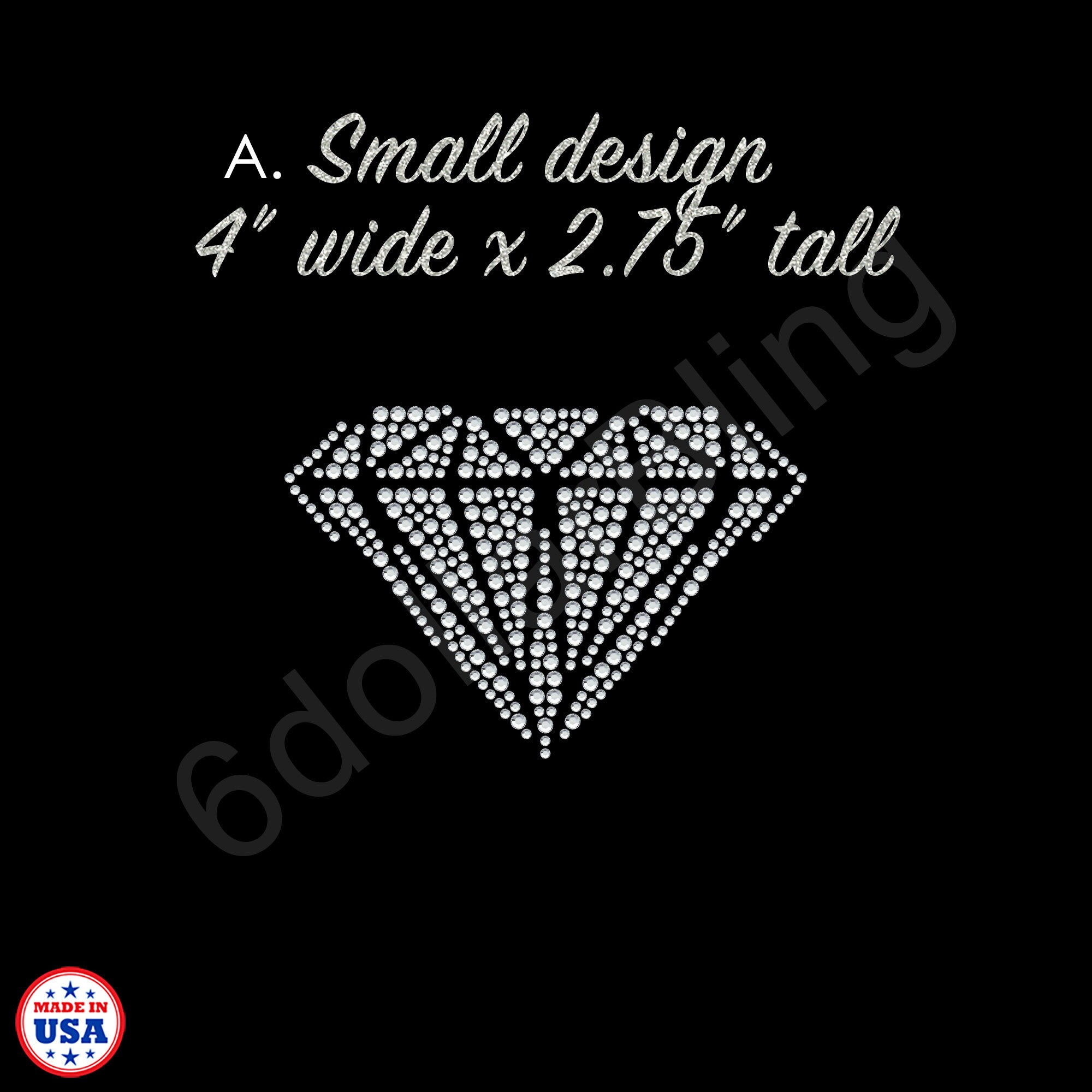 Rhinestone Iron On Transfer Large or Small Diamond Crystal Etsy
