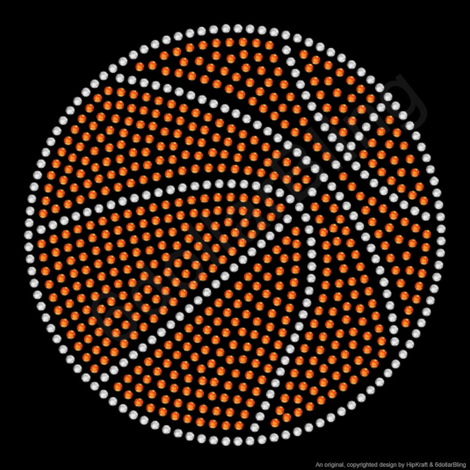 Large Basketball Rhinestone Iron-on Crystal Bling Hotfix Sparkle ...