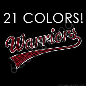 Rhinestone Iron-On Transfer Warriors Bling - Baseball, Mom, Grandma, Sister, # Customizable! - Make Your Own Shirt! DIY