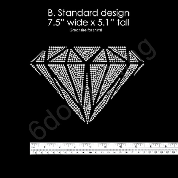 Rhinestone Iron On Transfer Large or Small Diamond Crystal Bridal Cheer Dance Bling Sparkle Applique Design - Make Your Own Shirt DIY!