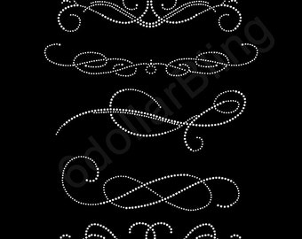 Rhinestone Iron On Transfer "Swirls (Set 2)" Set of 5 Girly Swirly Crystal Bling Design - Make Your Own Shirt DIY!