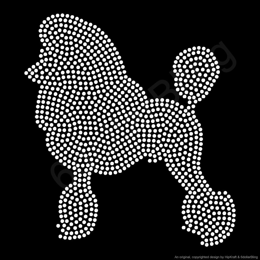 Poodle Rhinestone Sticker Applique Dog Hotfix Hotfix Ca.5 7/8x7 7/8in 