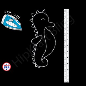 Rhinestone Iron On Transfer Cute Seahorse Sparkle Crystal Hotfix Bling Design Applique - Make Your Own Animals Shirt DIY! Sea Horse