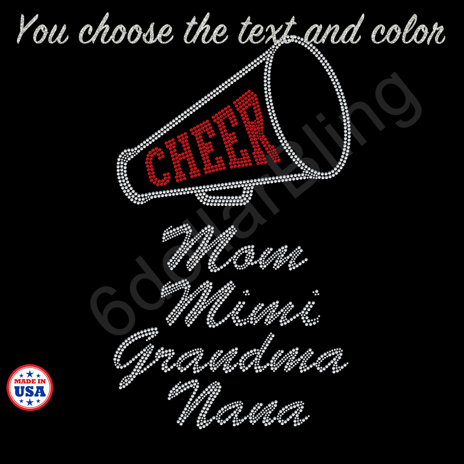 CHEER Megaphone Mom Grandma Nana Rhinestone Iron on Transfer - Etsy Hong  Kong