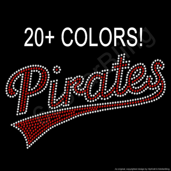 Rhinestone Iron-On Transfer Pirates Bling - Baseball, Mom, Grandma, Sister, # Many Colors! - Make Your Own Shirt DIY!