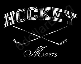 Hockey Mom Rhinestone Iron-on Crystal Bling Hotfix Sparkle Transfer Applique - Make Your Own Sports Mom Shirt DIY!