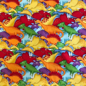 Fabri-Quilt, A Rainbow of Dinosaurs, 100% quilt shop Cotton Fabric