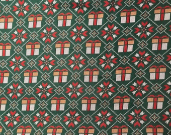Christmas, Ugly Sweater Holiday Presents Print, Cotton Fabric-Sold By The Yard