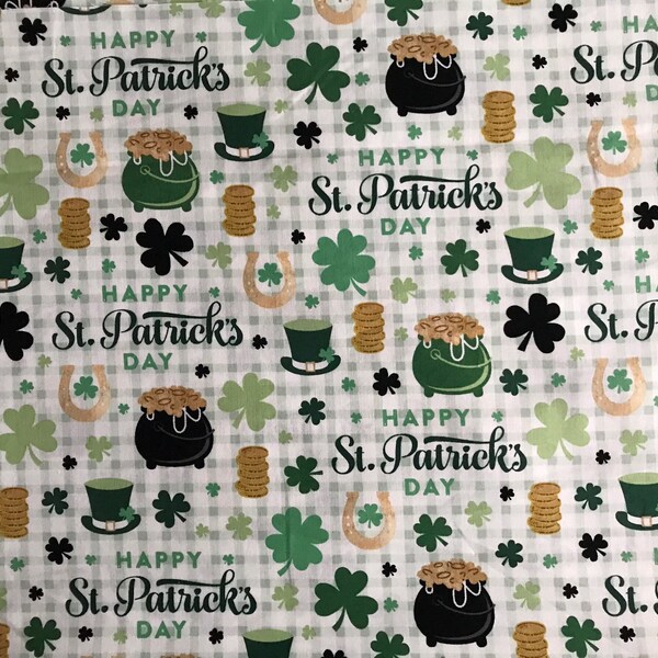 Brother Sister Design Studio, St. Patrick’s Pot of Gold, Cotton Fabric Sold by the Yard
