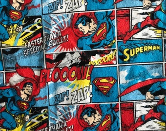 Superman, Flannel, Fabric by the 1/2 yard, 100% cotton