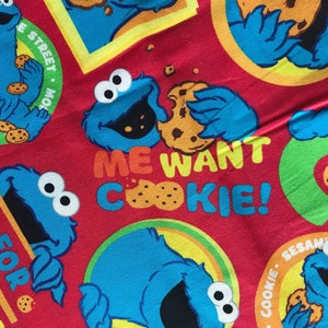Cookie Monster, Me want Cookies, fabric Sold by the yard