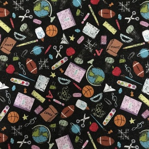 AFP, Back to School Toss Quilt Shop Cotton Fabric Sold by the Yard