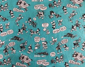 Vintage looking Mickey and Minnie Mouse and the Gang! Cotton Fabric- Sold by the 1/2 Yard