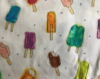 QT Fabrics, A Rainbow of popsicles & ice cream bars, Cotton Fabric-Sold by the 1/2 Yard