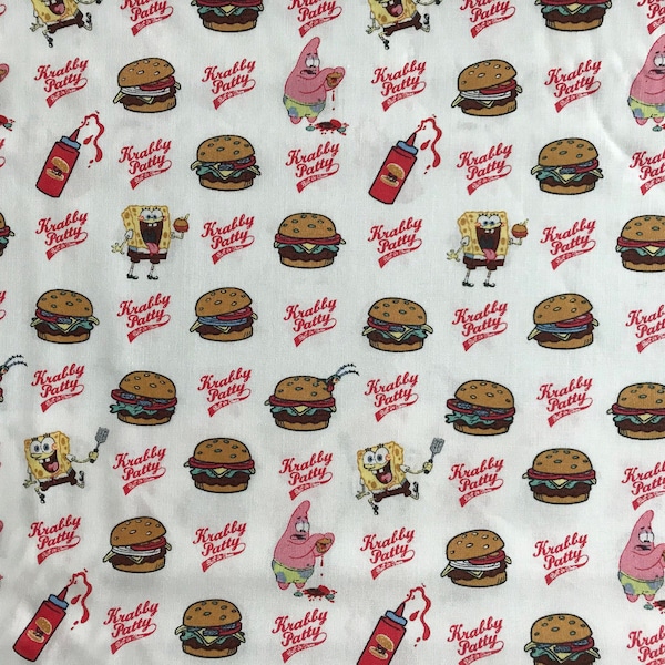 Springs Creative,Sponge Bob Square Pants, Patrick Star and Krabby Patty, fabric sold by the yard