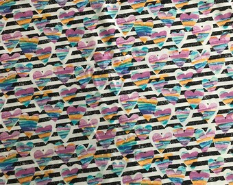 Oeko-Tex, Rainbow, Hearts & Stripes, Quilt Shop Cotton Fabric