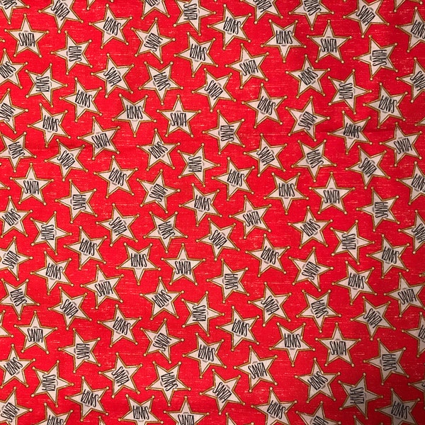 Baxter Mill, Santa Sheriff Badge Merry Christmas, fabric by the 1/2 yard, 100% cotton