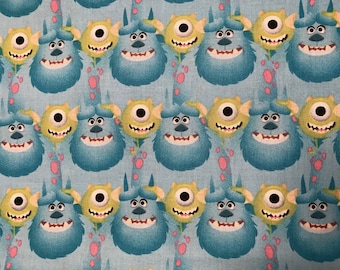 Monsters Inc. Mike and Sully toss, fabric by the 1/2 yard, 100% cotton