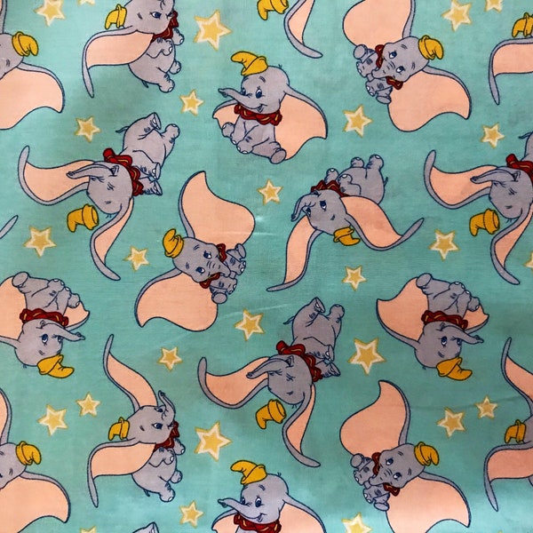 Dumbo the flying Elephant, fabric by the 1/2 yard, 100% cotton