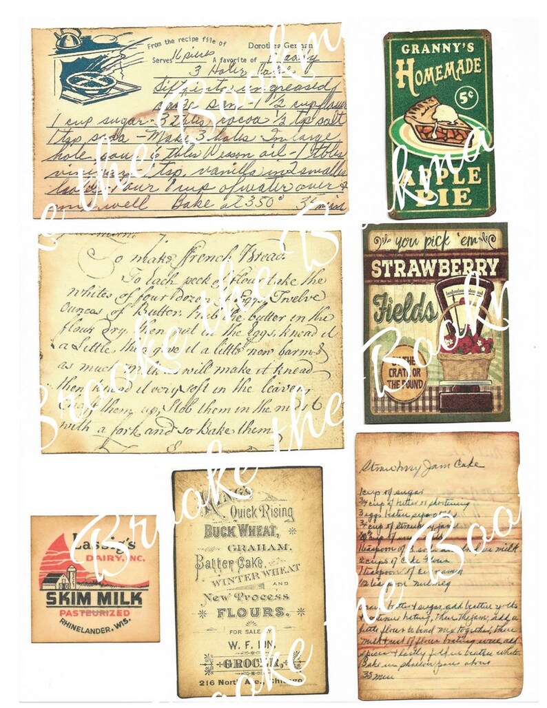 Vintage Kitchen Ephemera Digital Printable Etsy
