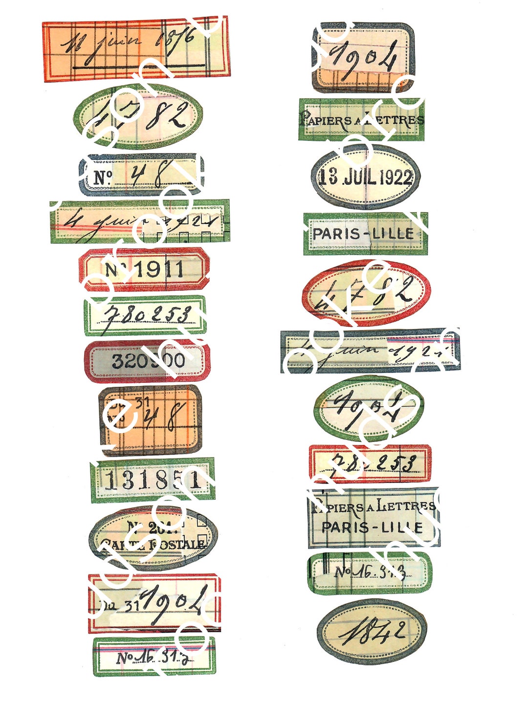 Vintage Ledger Labels With Collage Ledger Sheet - Etsy