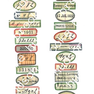 Vintage Ledger Labels with Collage Ledger Sheet