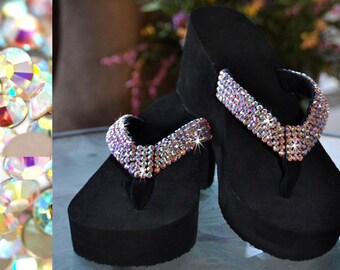 Swarovski Crystal Rhinestone Flip Flop Sandals For your Wedding Princess Diva s by Sparkle Steps