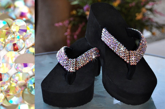 Purple flip hotsell flops with rhinestones