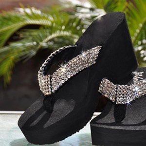 Swarovski Crystal Rhinestone Platform Flip Flop Sandals: Diamond Diva's ...