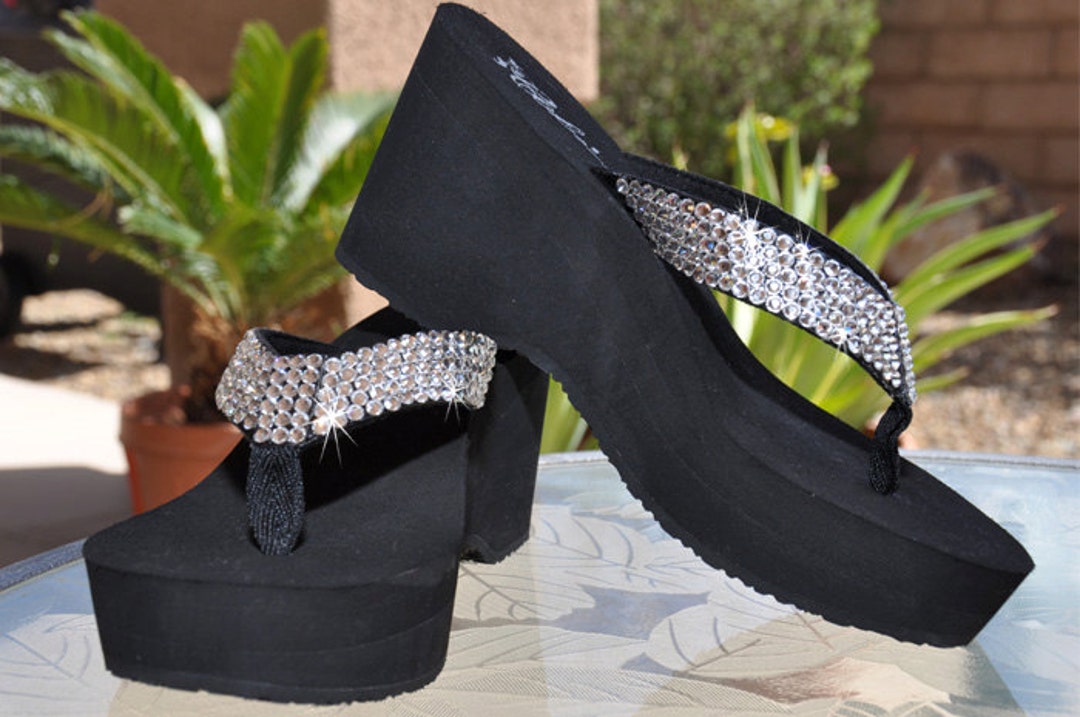 Swarovski Crystal Rhinestone Platform Flip Flop Sandals: Diamond Diva's by  Sparkle Steps 