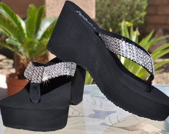 Swarovski Crystal Rhinestone Platform Flip Flop Sandals: Diamond Diva's by Sparkle Steps