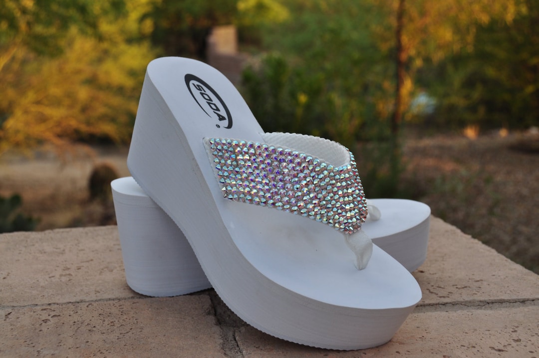 Diamond Diva's Wedding White Swarovksi Crystal Flip Flops - Etsy