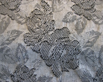 2 Yds Upholstery weight damask gray with a darker rose pattern