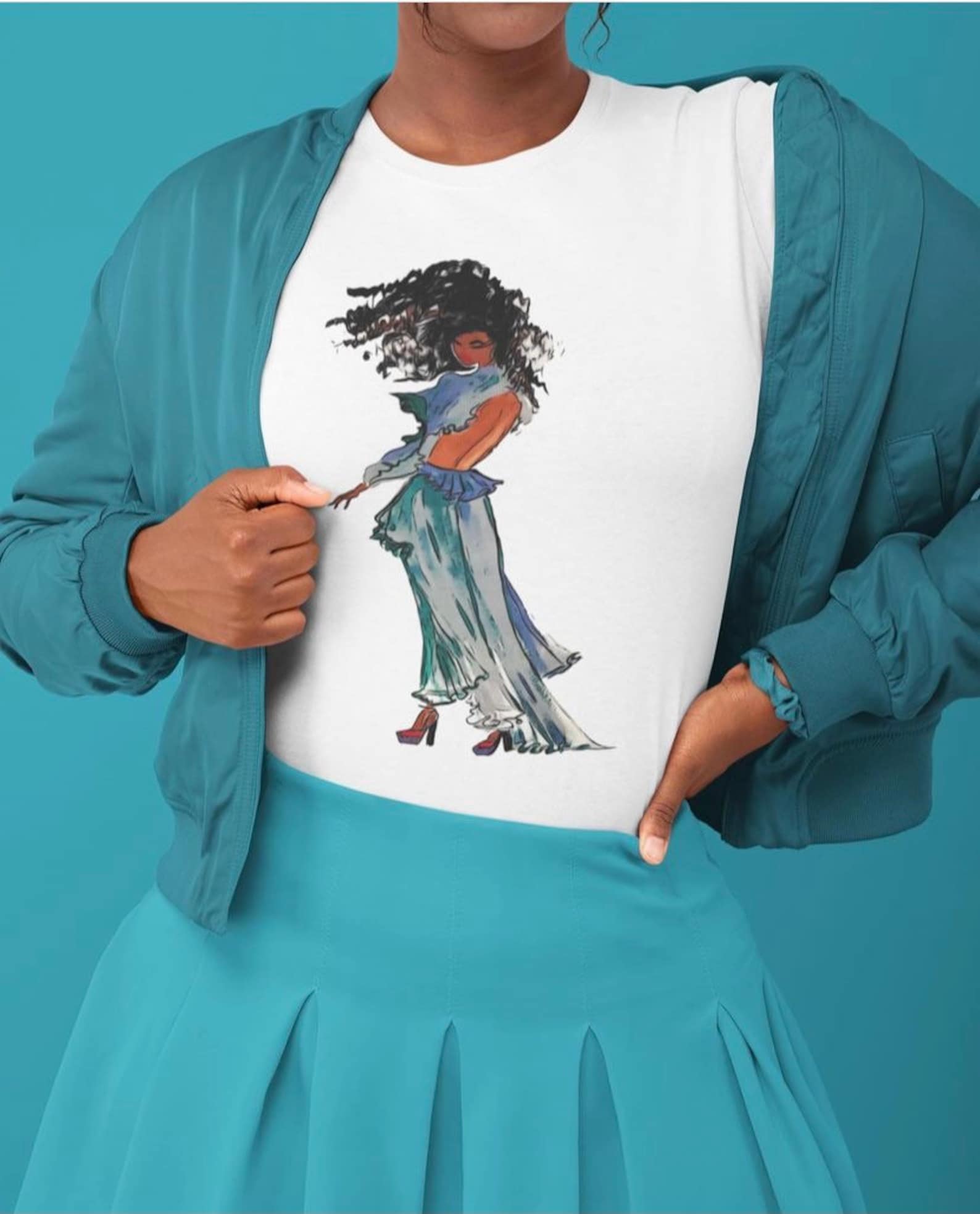 signal blue graphic tee