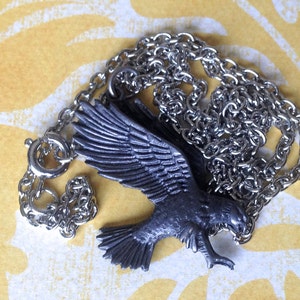 Flying eagle, pewter necklace, vintage new.