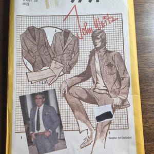 Simplicity 9791 80s Men's Tailored Blazer and Straight Leg Pants/Slacks Designed by John Weitz Vintage Sewing Pattern Size 41 UNCUT