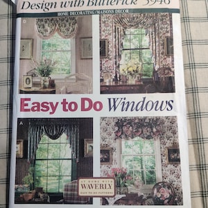 Butterick 5946 Romantic Valance Swag Curtains Jabot Window Treatment Home Decor Vintage Craft Sewing Pattern 1990s 90s UNCUT