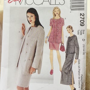 May include: Easy McCall's sewing pattern 2709, size D (12-14-16). The envelope features illustrations of three outfits: a beige jacket and skirt set, a pink patterned jacket and skirt set, and a black and white houndstooth jacket and skirt set.