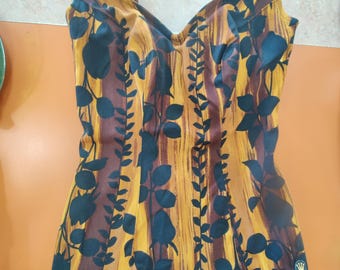 Vintage 1960s Triumph Swimsuit: Polynesian Abstract Print, Size M-Lg