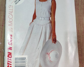 McCall's 3703 Sleeveless Top Blouse and Ruffled Skirt Summer Fashion Learn to Sew Vintage Sewing Pattern 1980s 80s Size B (8 10 12) UNCUT