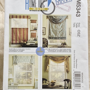 McCall's M5343 - Pull Shade, Valance, Swag, Cornice - Window Treatment - Home Decor Sewing Pattern UNCUT
