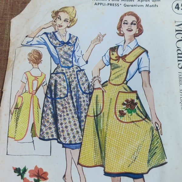 McCall's 2227 Classic 1950s Full Wrap Apron Easy to Sew Vintage Fashion Sewing Pattern 50s Size Medium (38-40)