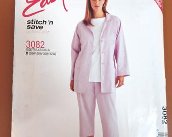 Patrón de costura vintage McCall's 3082 - Ropa casual de verano, pantalones capri, camisa, top y chaqueta - Tallas 26W, 28W, 30W, 32W (sin cortar)